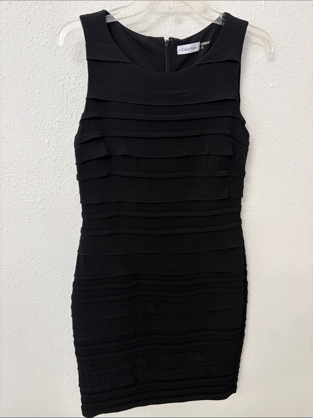 Calvin Klein Black Sleeveless Bandage-Strip Sheath Dress